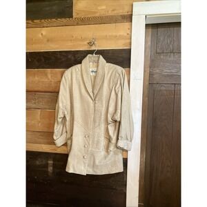 Wilsons Suede & Leather Batwing Sleeves Jacket Beige Tan Size Medium